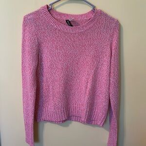Pink and white crochet sweater